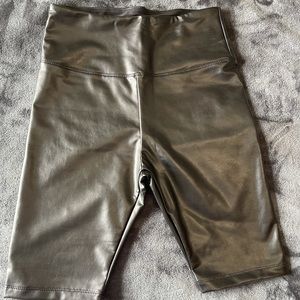 High-waist Faux Leather Bike Shorts